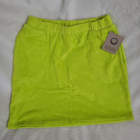 For Days Cabana Terry Mini Skirt in Neon Green - Picture 1 of 6